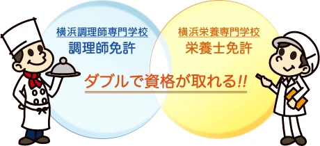 調理師免許(横浜調理師専門学校)と栄養士免許(横浜栄養専門学校)、ダブルで資格が取れる!!